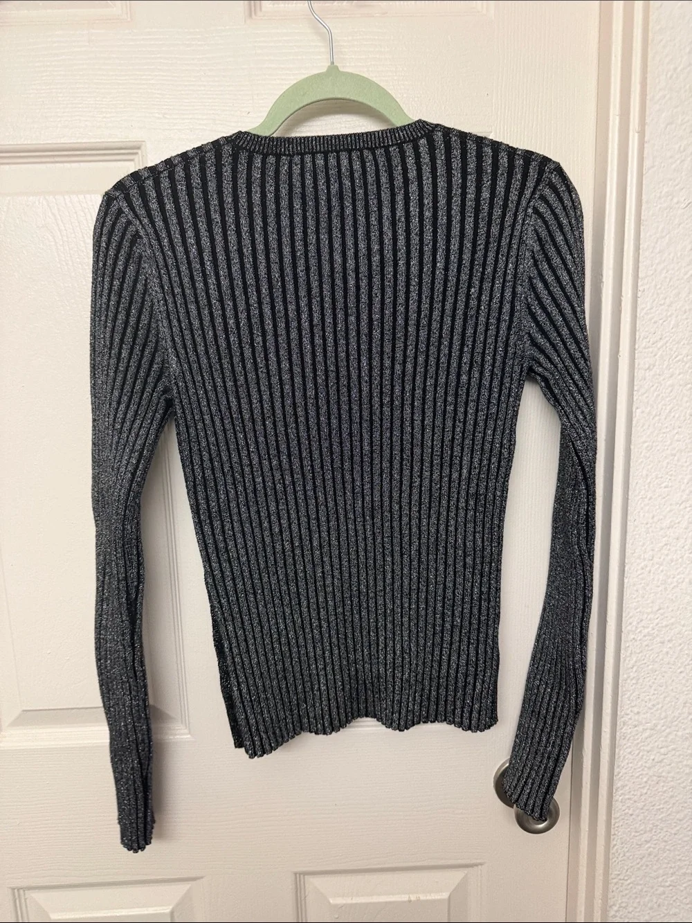 Tory burch Black Sweater with Silver Metallic Ribbing
